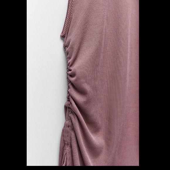 Zara Longline Mauve Purple Ruched Gathered Top - Picture 5 of 6